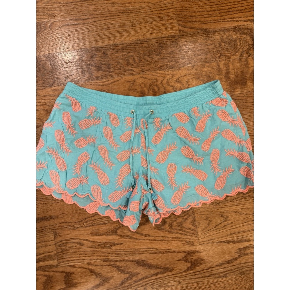 Lily Pulitzer Women's Pineapple Shorts Size Xl Pink Teal Summer Beach Vacation